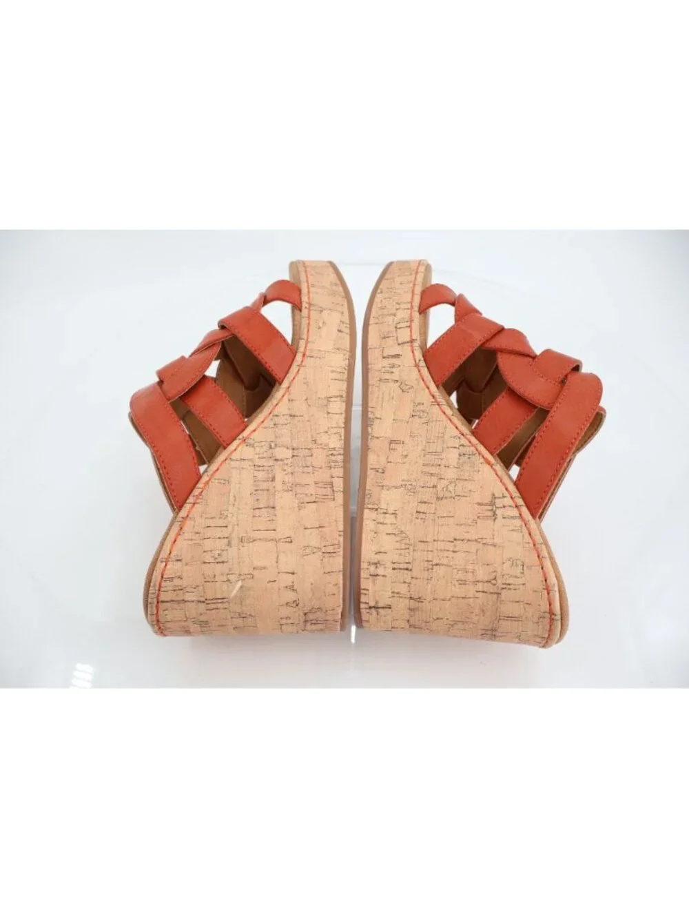 Born Womens Cora Sandal Size 10 Red Faux Leather Wedge Platform Mule Y2K Shoe
